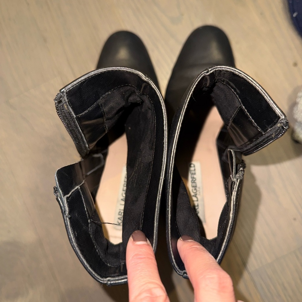 Karl Lagerfeld Sonia Embellished Leather Booties - Picture 7 of 8